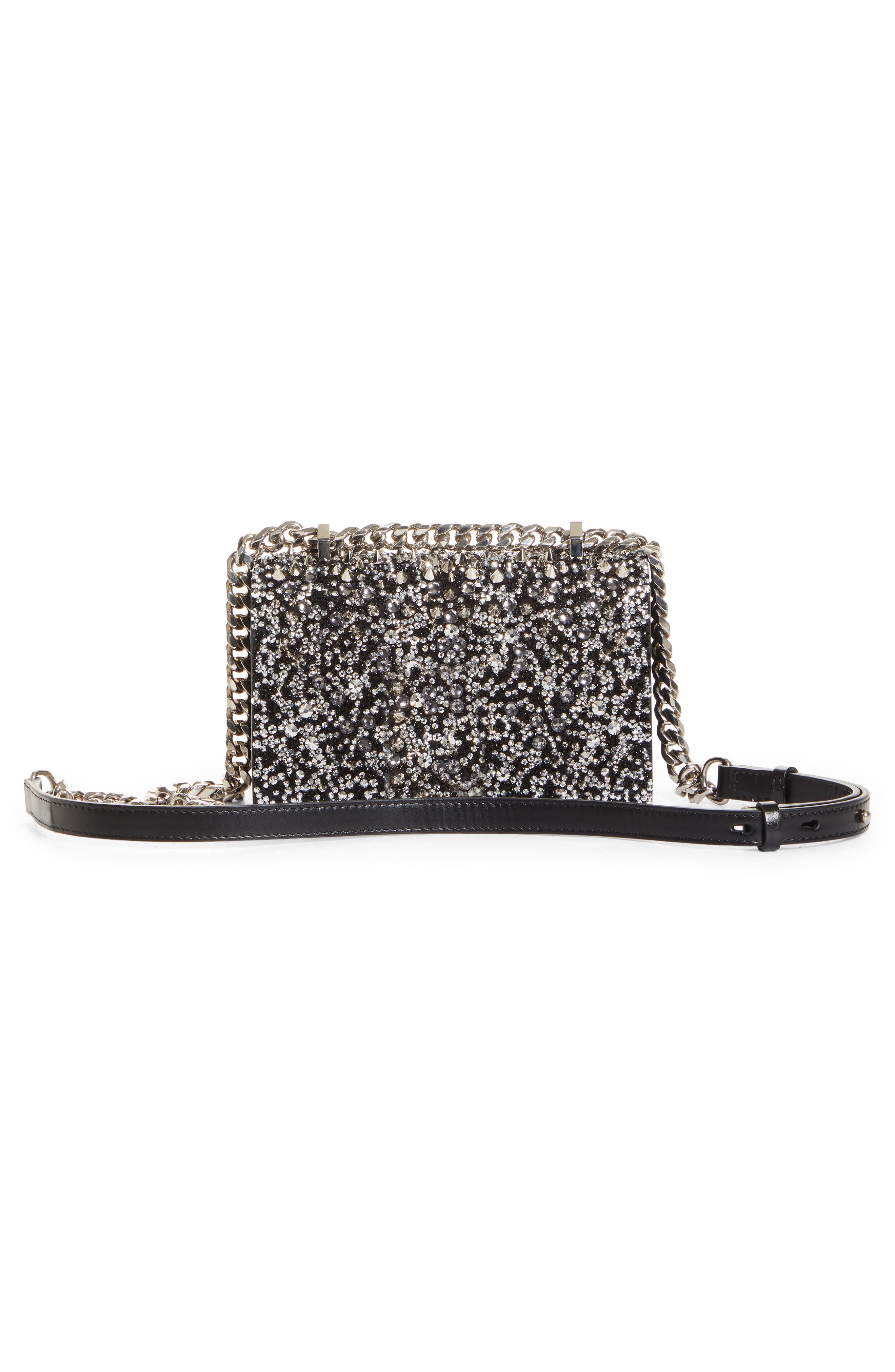 McQueen Alexander McQueen Crystal Embellished Knuckle Ring Crossbody Bag, Alternate, color, 