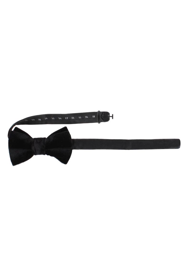 Poirot Velvet Solid Colored Bow Tie, Alternate, color, Black