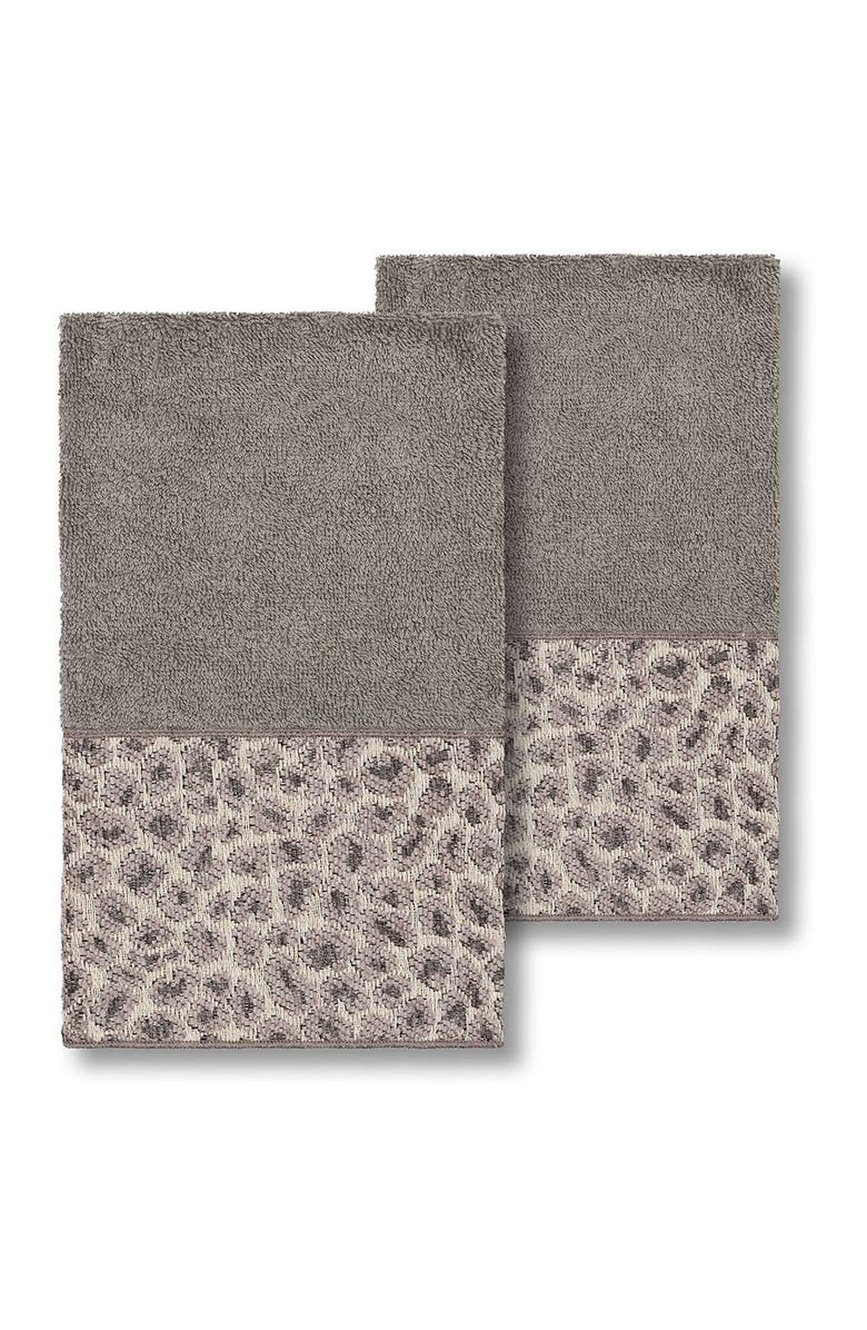 Linum Home Textiles Spots Embellished Hand Towel - Set of 2 - Dark Grey, Main, color, Dark Grey