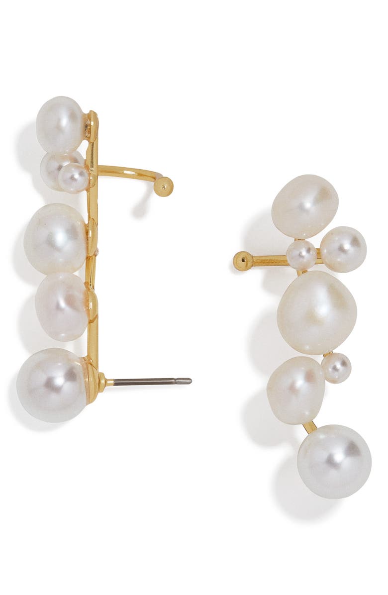 BaubleBar Set of 2 Soraida Pearl Ear Crawlers, Main, color, 