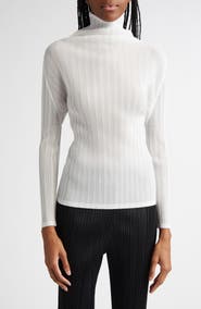 Pleats Please Issey Miyake Pleated Long Sleeve Turtleneck