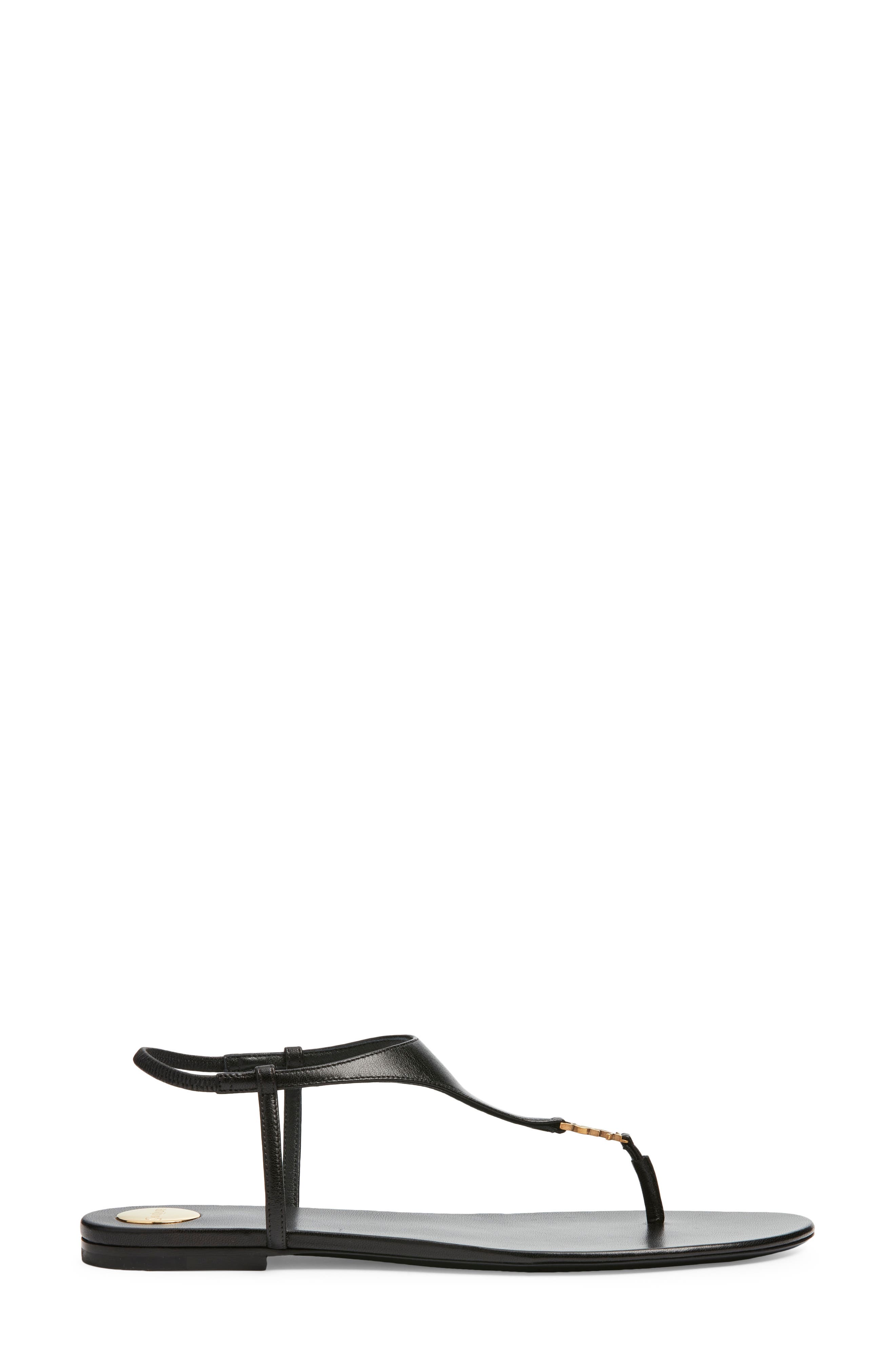 Saint Laurent Cassandra Sandal, Alternate, color, Noir