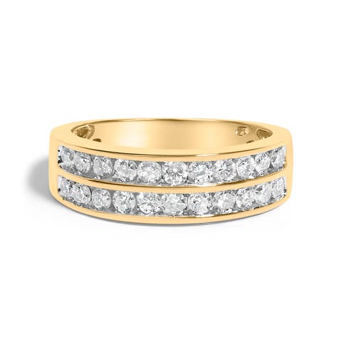 10K Yellow Gold Two-Row 1.0 Cttw Diamond Band Ring