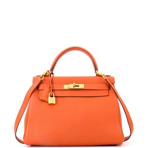 Kelly Handbag Orange Togo with Gold Hardware 28