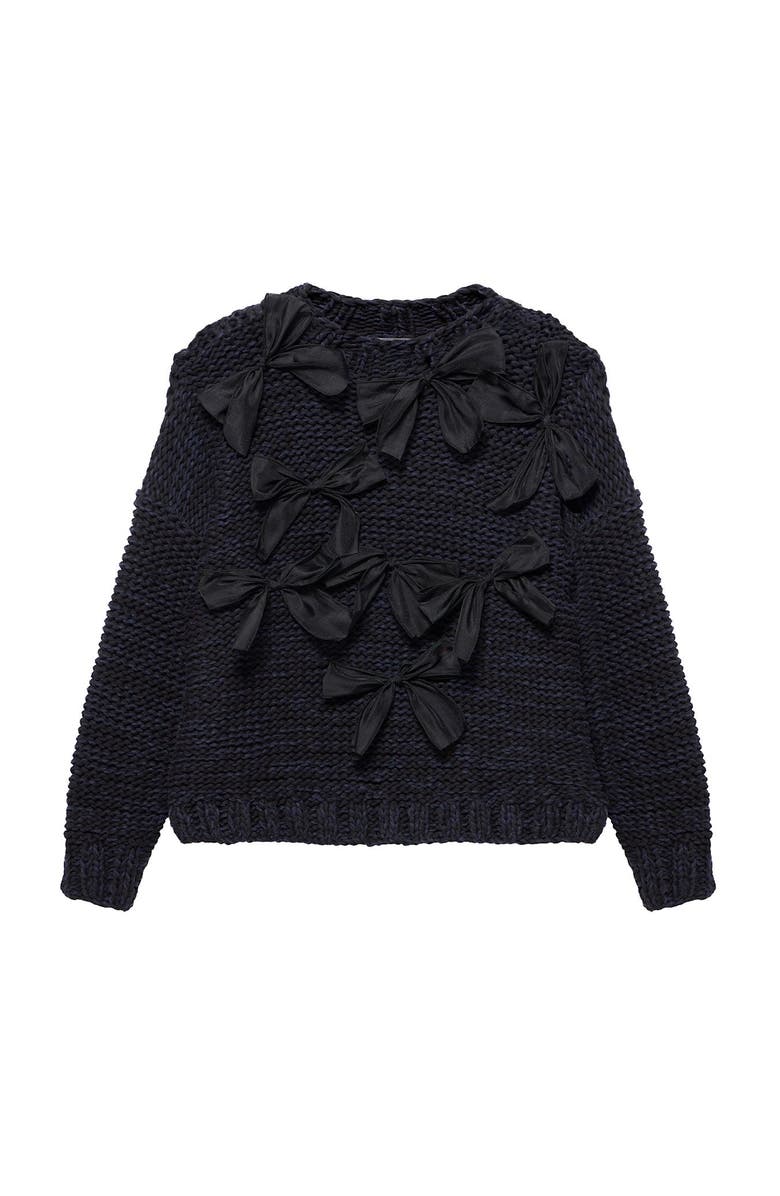 MINT VELVET Bow Detail Sweater, Alternate, color, Navy