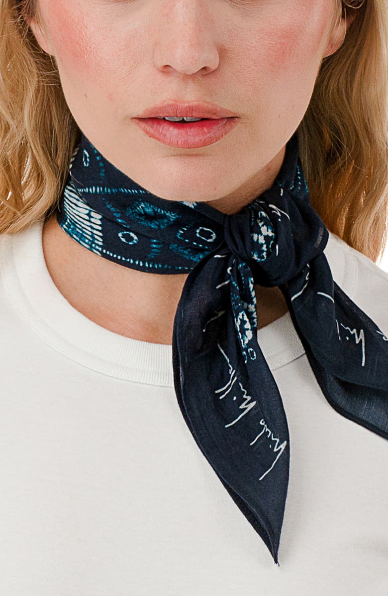 Nicole Miller Tie Dye Bandana, Alternate, color, Navy