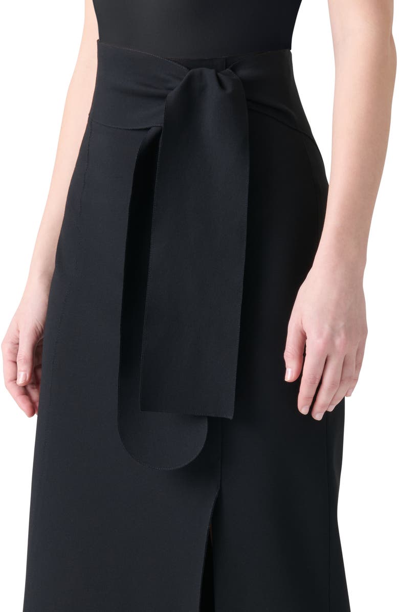 Akris punto Faux Wrap Midi Skirt, Alternate, color, Black
