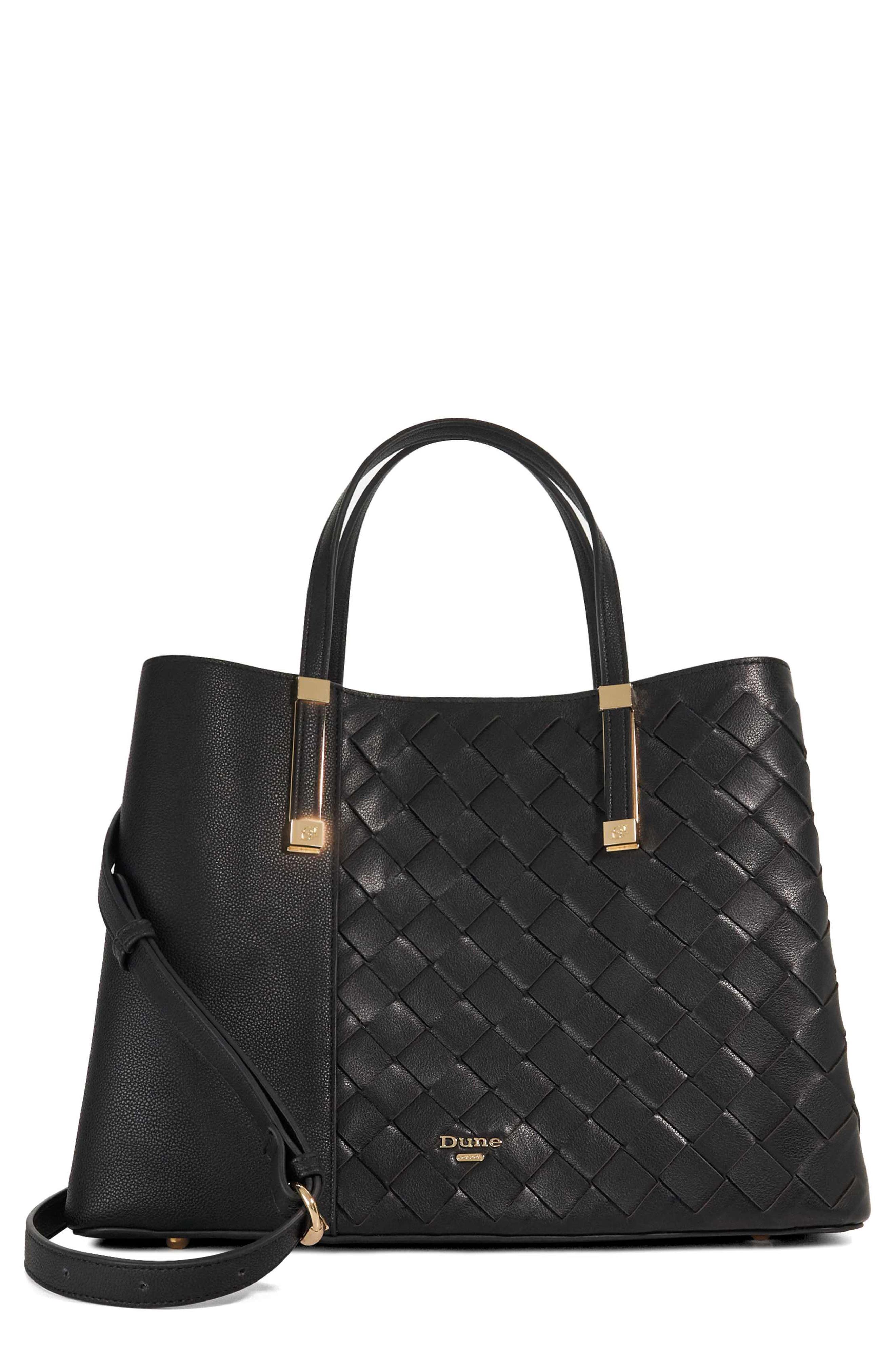 Dune London Dorry Leather Tote, Main, color, Black