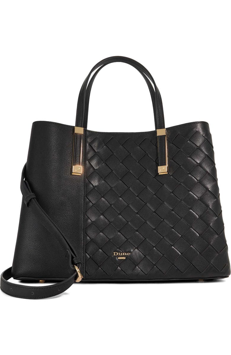 Dune London Dorry Leather Tote, Main, color, Black