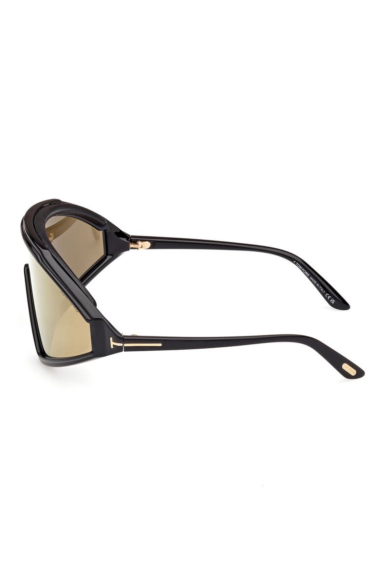 00mm Shield Sunglasses, Alternate, color, SHINY BLACK / BROWN MIRROR
