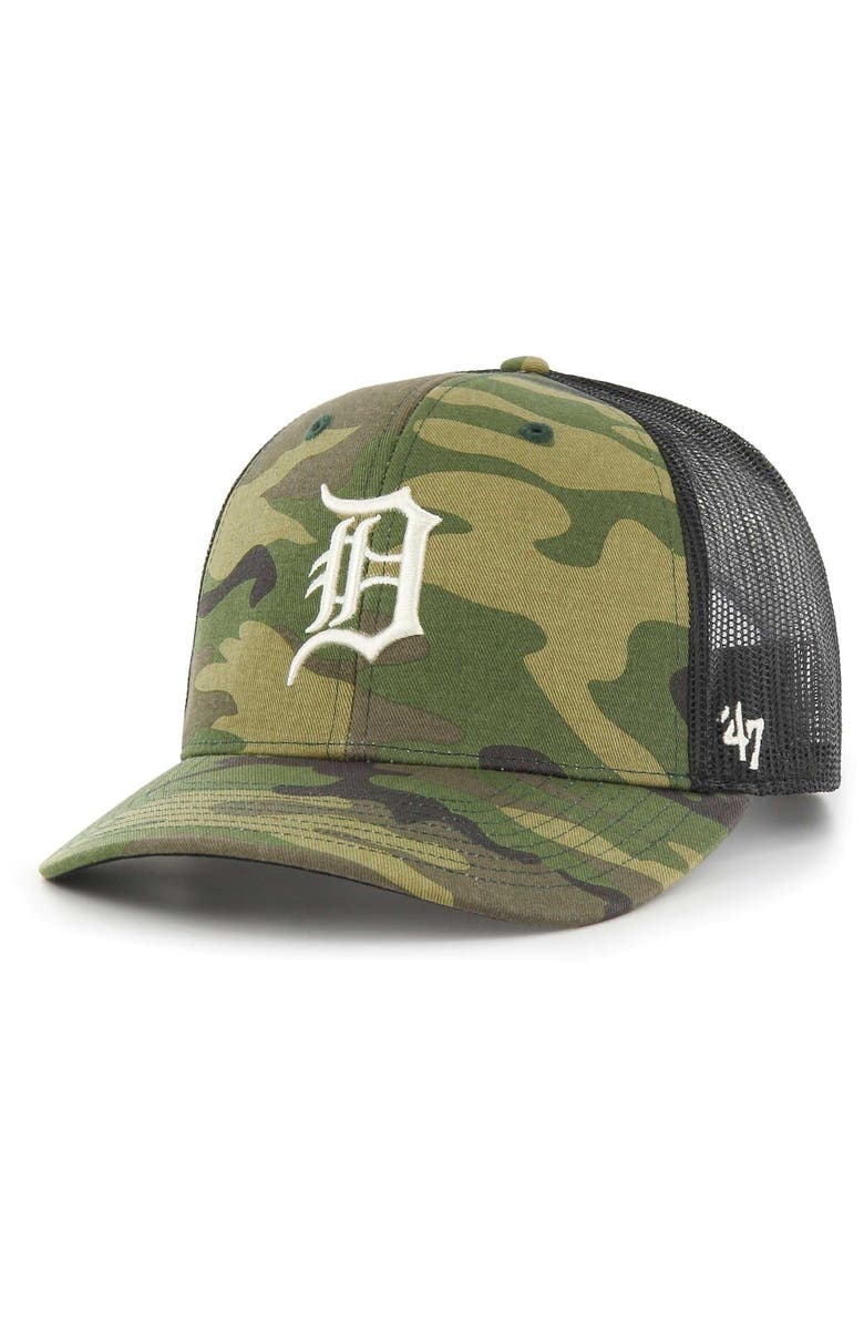 '47 Men's '47 Camo Detroit Tigers Trucker Snapback Hat, Main, color,
