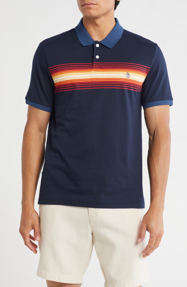 Original Penguin Jersey Yarn Dye Polo, Main, color, Dark Sapphire