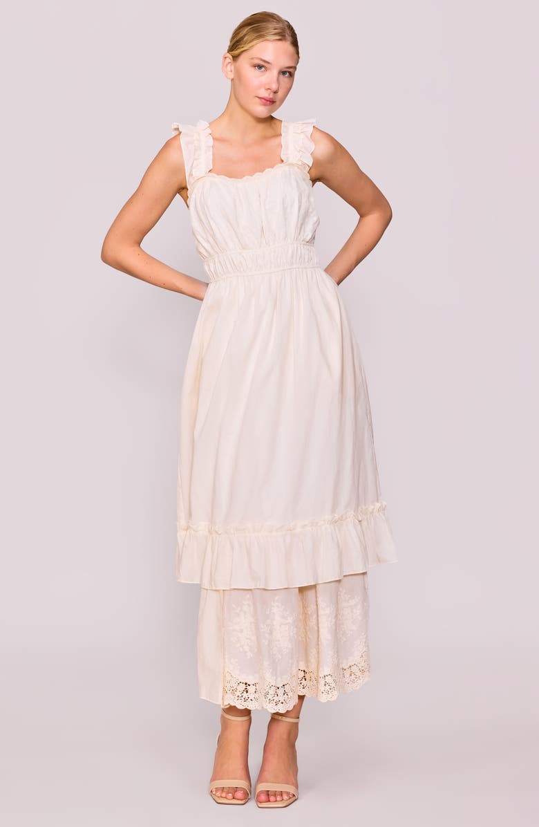 MELLODAY Ruffle Tiered Maxi Sundress, Alternate, color, Ivory
