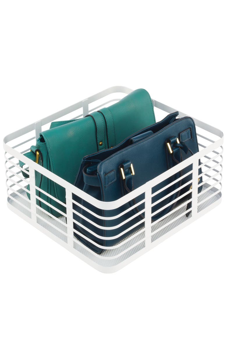 mDesign Metal Pantry Basket with Handles - Set of 2 - Matte White, Alternate, color, Matte White