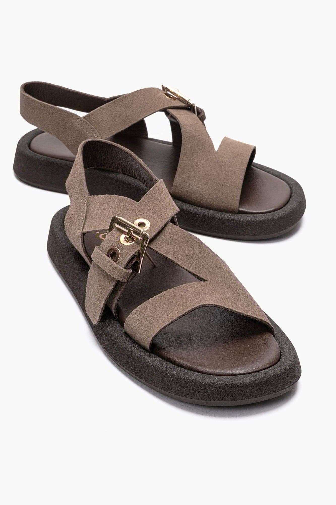 Roven Leather Sandal, Main, color, Mink Suede
