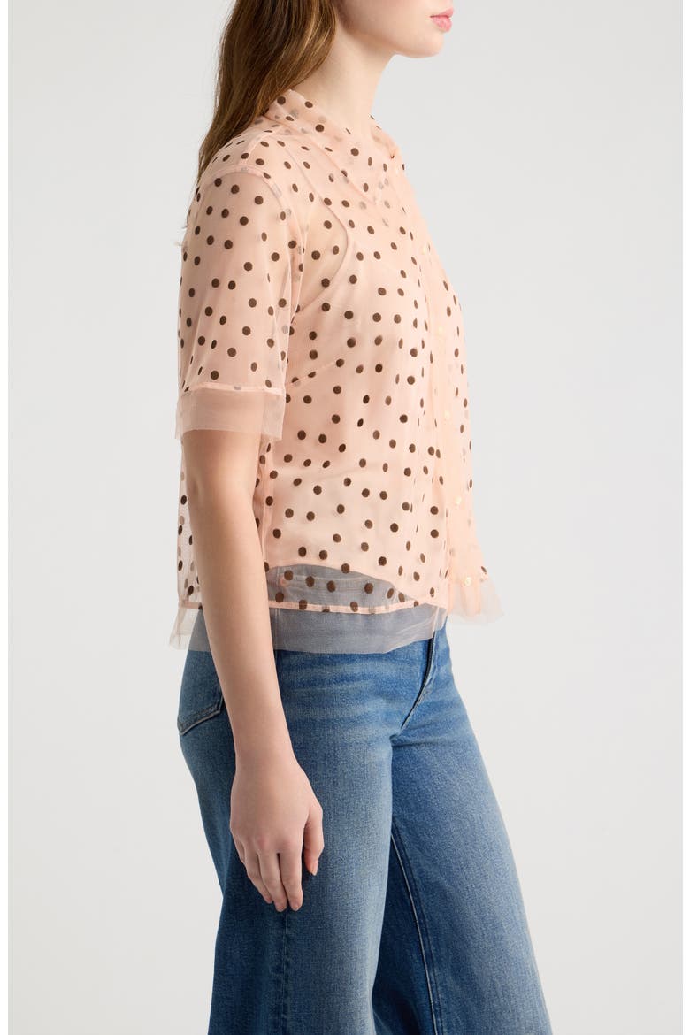 The Cotillion Polka Dot Mesh Top, Alternate, color, PINK DOT