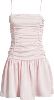 BP. Ruched Satin Drop Waist Minidress