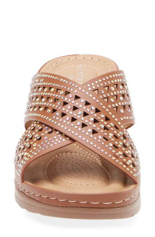 Extreme By Eddie Marc Rhinestone Crisscross Wedge Sandal