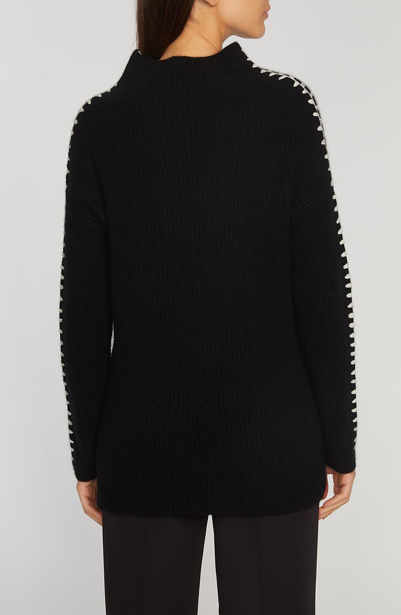 Elie Tahari The Alia Whipstitch Turtleneck Cashmere Sweater, Alternate, color,