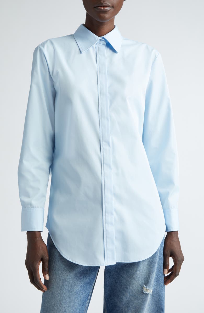 Brandon Maxwell The Mira Boyfriend Split Back Button-Up Shirt, Main, color, 