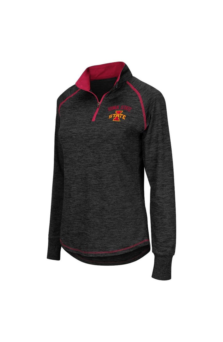 COLOSSEUM Women's Colosseum Black Iowa State Cyclones Bikram Lightweight Fitted Quarter-Zip Long Sleeve Top, Main, color, 
