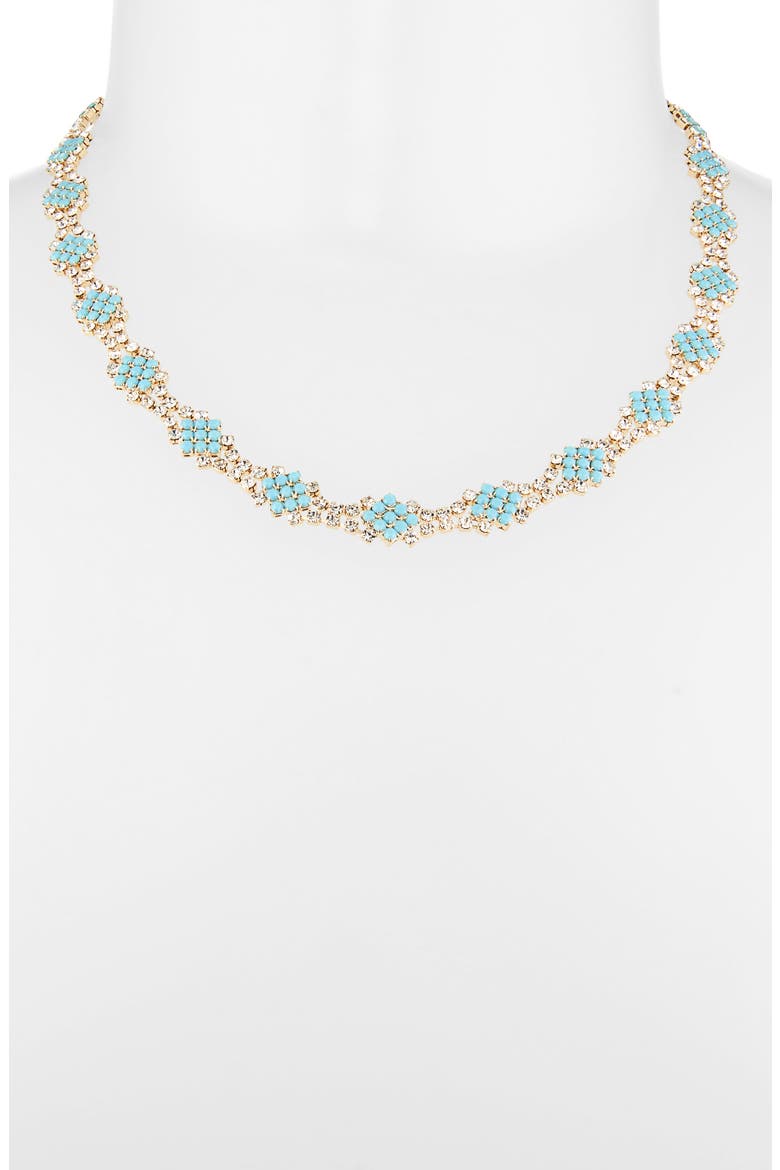 Crystal & Faux Turquoise Necklace, Alternate, color, TURQUOISE/ CRYSTAL