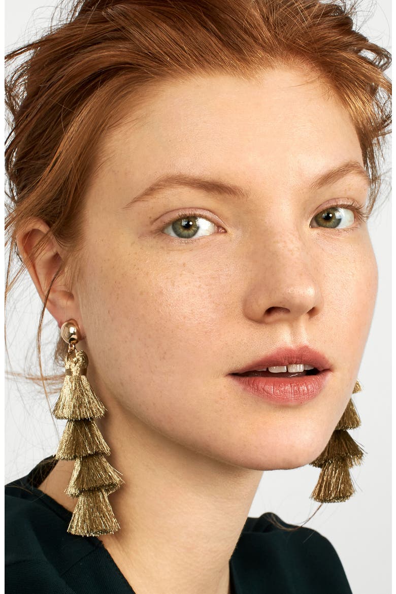 Gabriela Fringe Tassel Earrings, Alternate, color, GOLD
