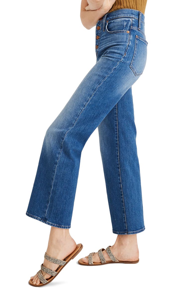 High Waist Button Fly Slim Wide Leg Jeans, Alternate, color, OLYMPIA WASH