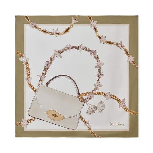 Mulberry Silk Lana Bag & Chains Square Scarf In Eggshell-blossom Pin