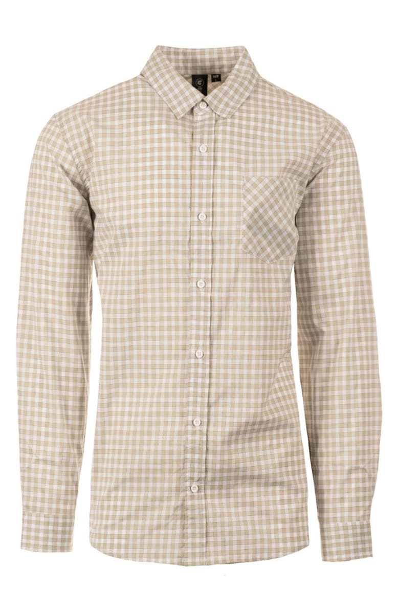 BURNSIDE Plaid Stretch Poplin Button-Down Shirt, Main, color, Grey/White Gingham