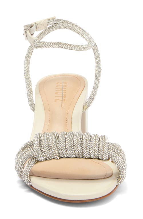 Schutz Jewell Rhinestone Block Heel Ankle Strap Sandal