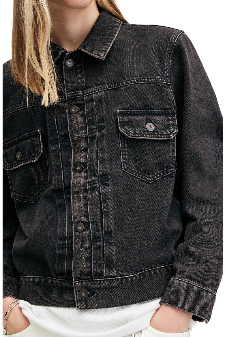 Spirit Denim Jacket with Removable Jersey Hood, Alternate, color, BLACK