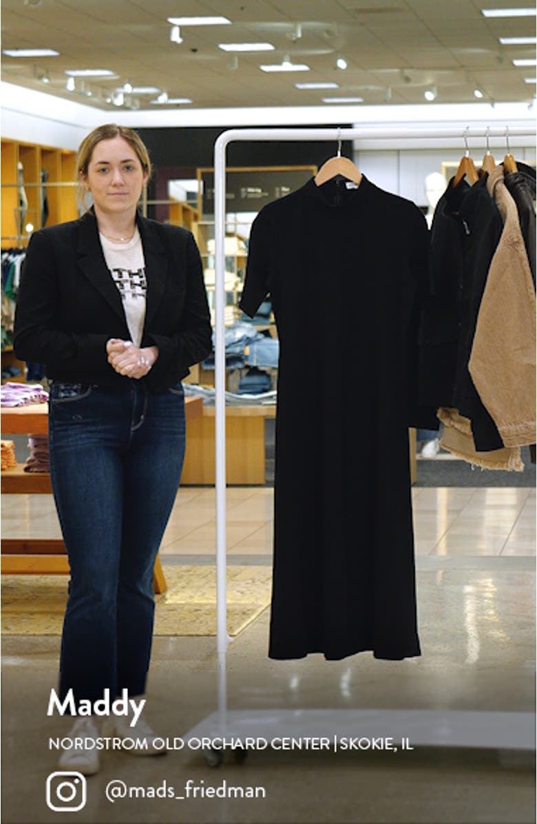 Mock Neck Ponte Knit Fit & Flare Dress, sales video thumbnail