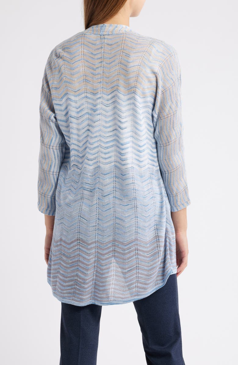 Anne Klein Zigzag Drape Front Cardigan, Alternate, color, Opal Blue Multi