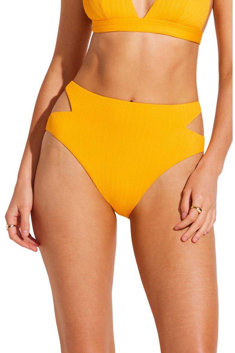 Amara High Waist Bikini Bottoms, Main, color, SUNFLOWER
