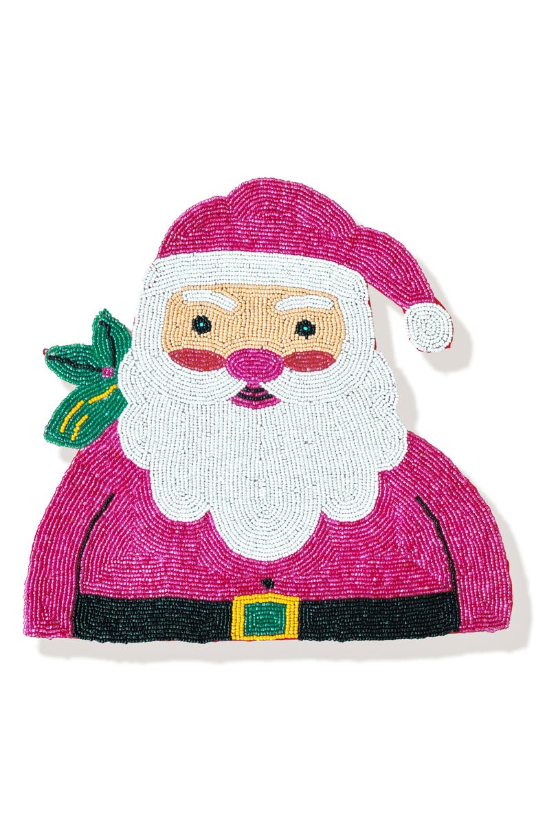 Tiramisu Pink Santa Beaded Placemat, Main, color, Pink