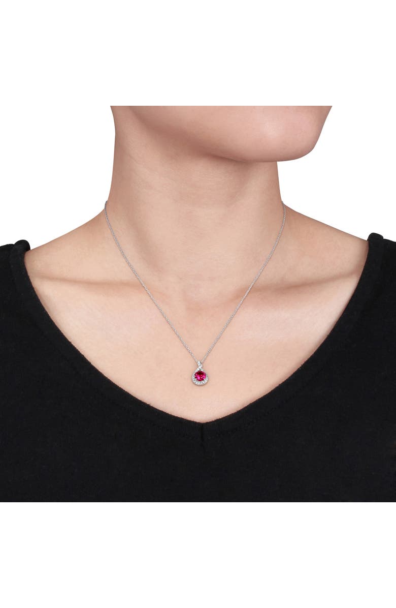 Julianna B. Gemstone & Diamond Teardrop Necklace 10K, Alternate, color, Created Ruby