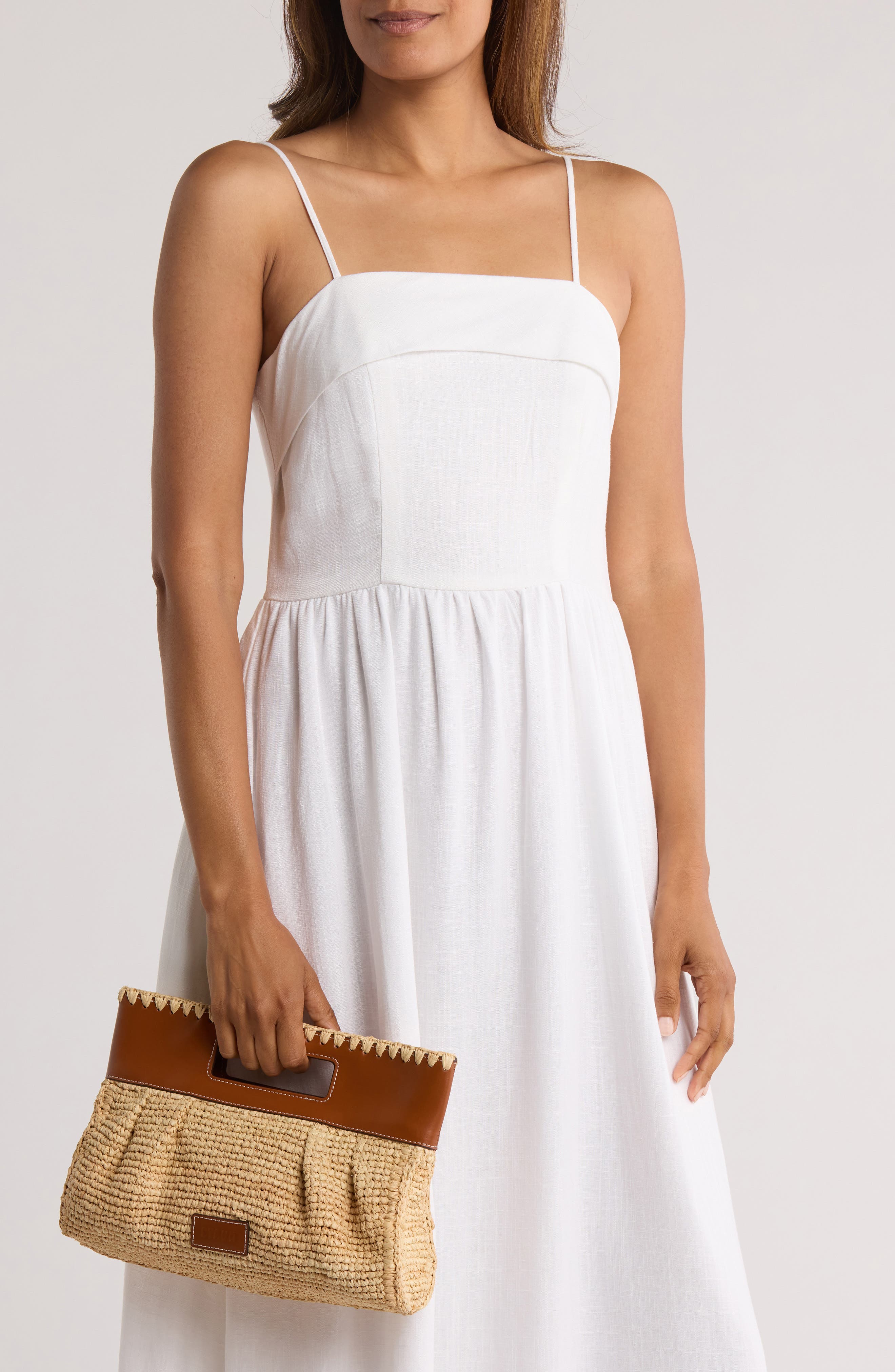 STAUD Lena Raffia Clutch, Alternate, color, Natural/ Tan