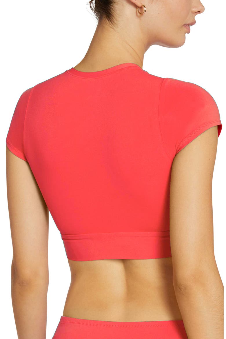 Ava Knot Front Tee Bikini Top, Alternate, color, SANDIA