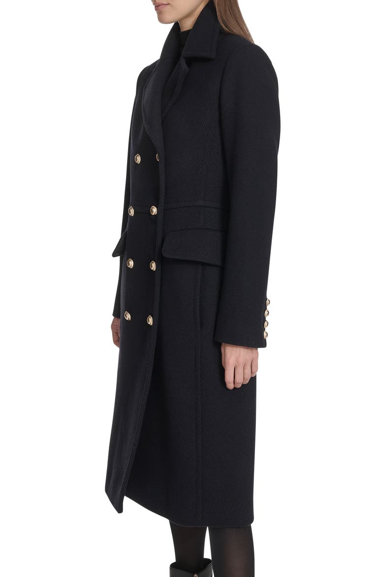 Wool Blend Double Breasted Coat, Alternate, color, NAVY