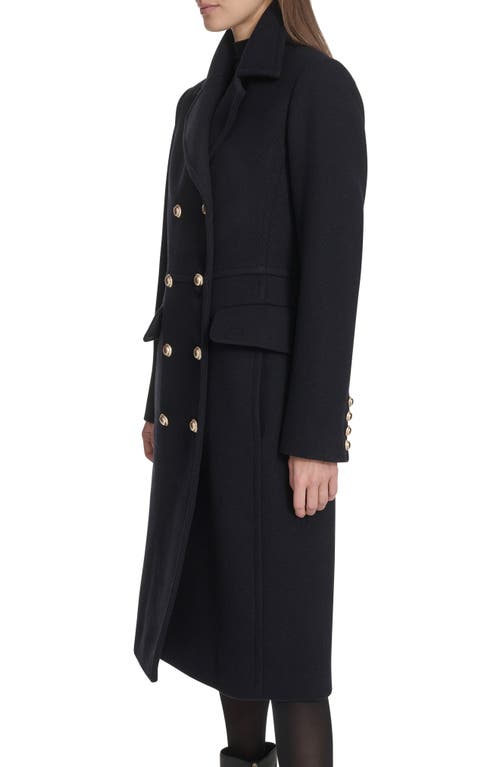 Kenneth Cole New York Wool Blend Double Breasted Coat In Blue