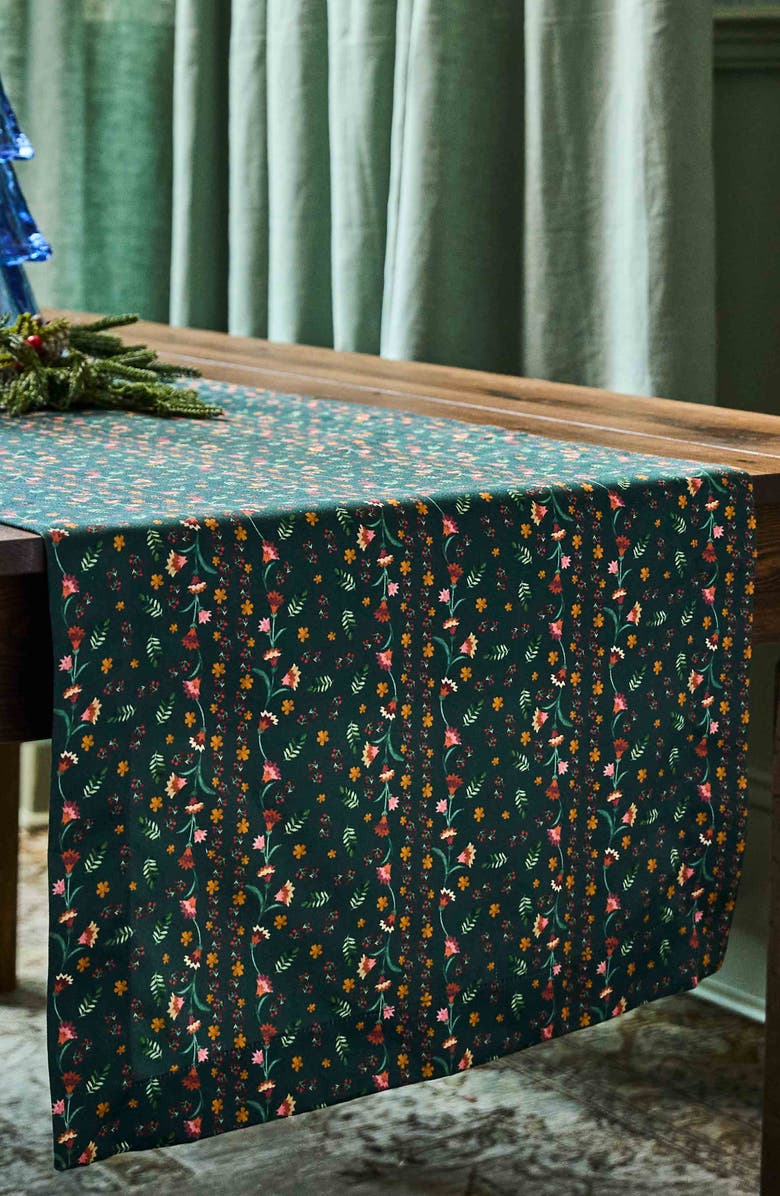 Juliska Klara Cotton Table Runner, Alternate, color, Evergreen