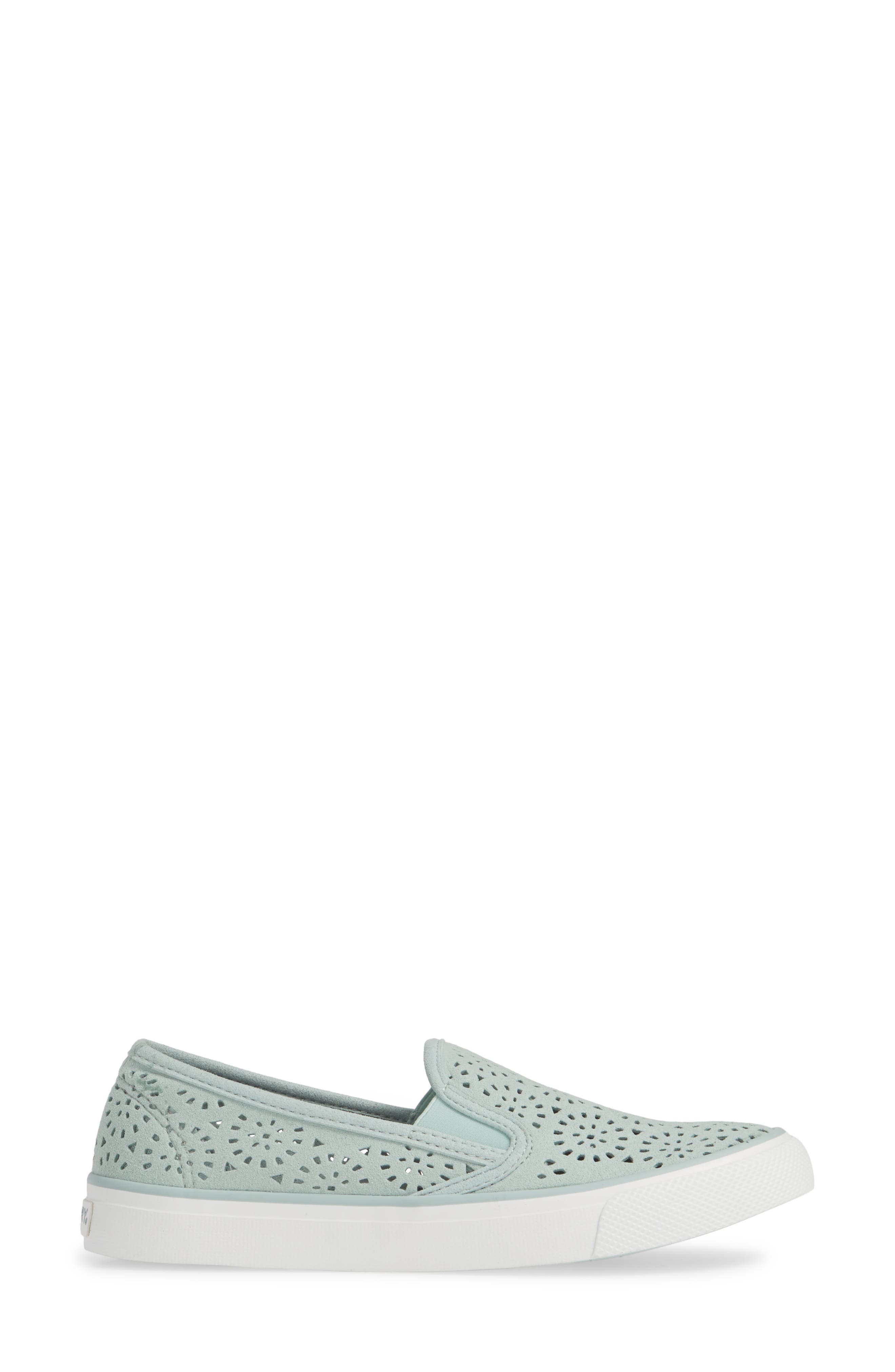 Seaside Nautical Perforated Slip-On Sneaker, Alternate, color, MINT NUBUCK LEATHER