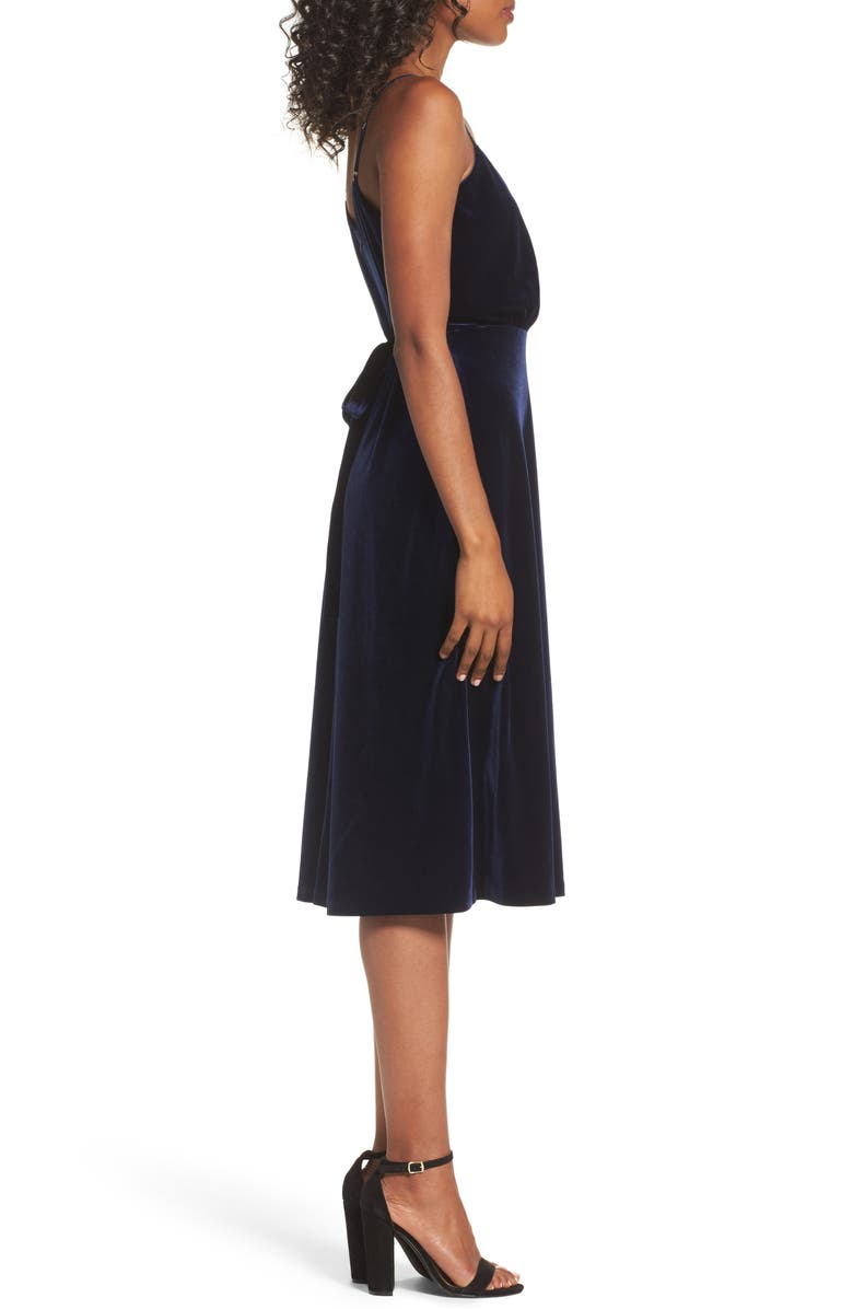 Ali & Jay Sleeveless Velvet Faux Wrap Midi Dress, Alternate, color,