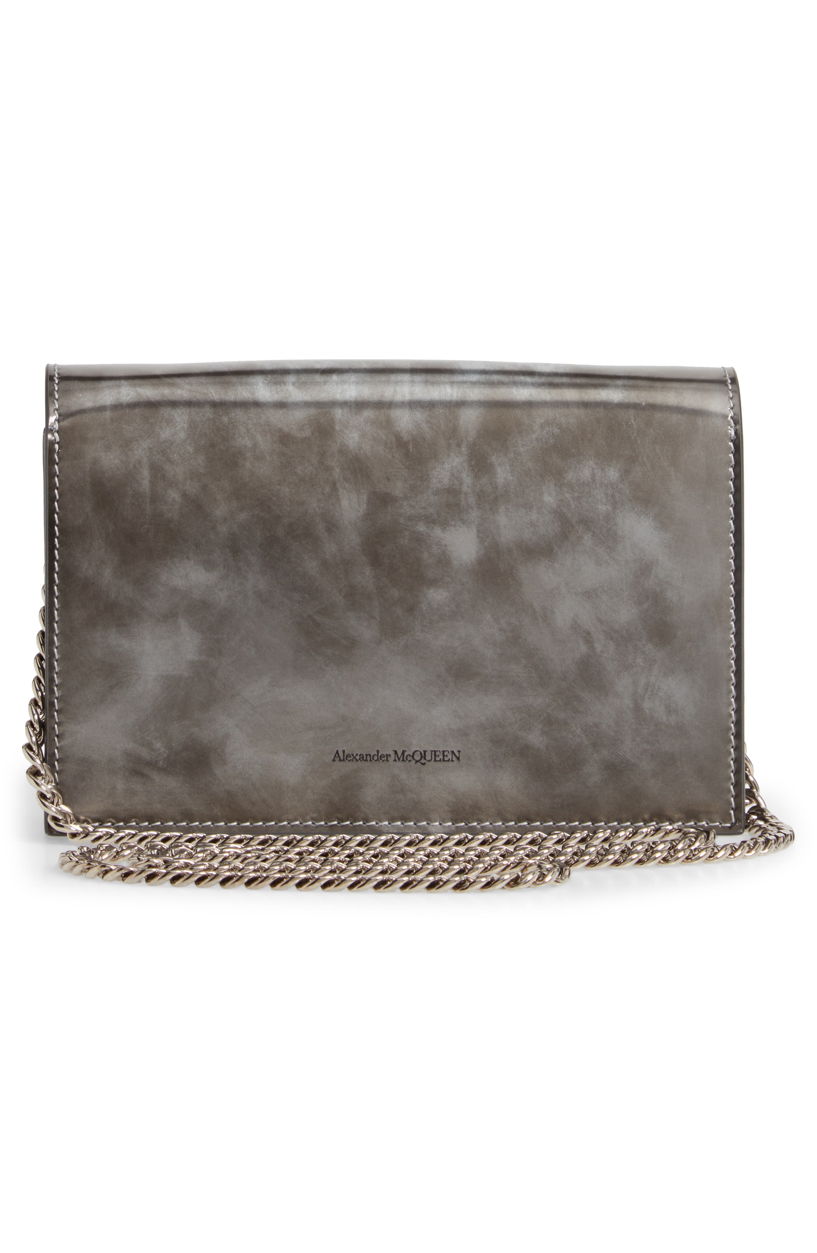 Alexander McQueen Mini Skull Brushed Leather Crossbody Bag, Alternate, color, 