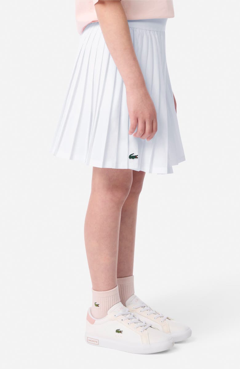 Lacoste Kids' Pleated Logo Sport Pleated Skirt, Alternate, color, Blanc