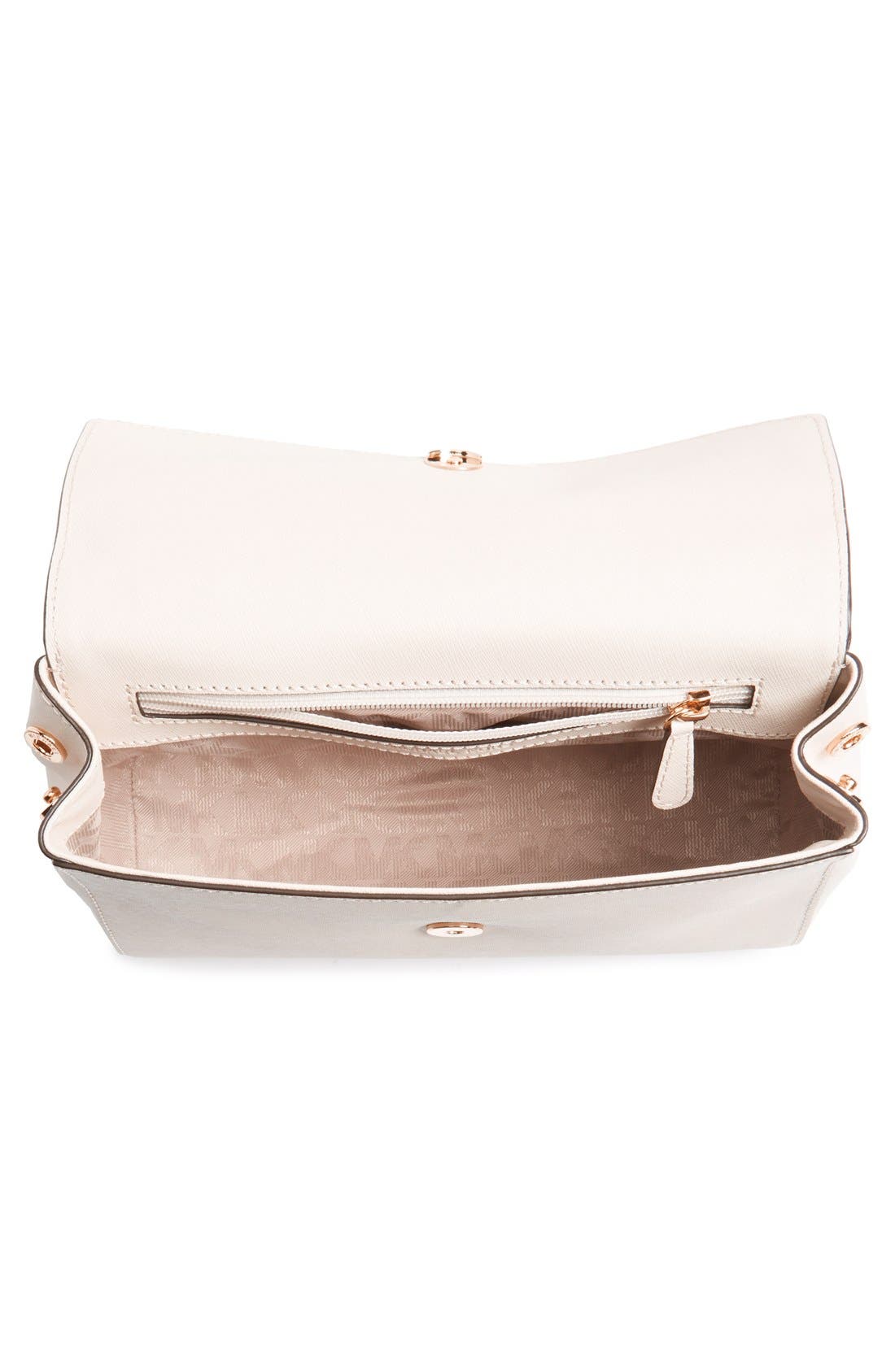 'Small Ava' Saffiano Leather Satchel, Alternate, color, ECRU/ GOLD