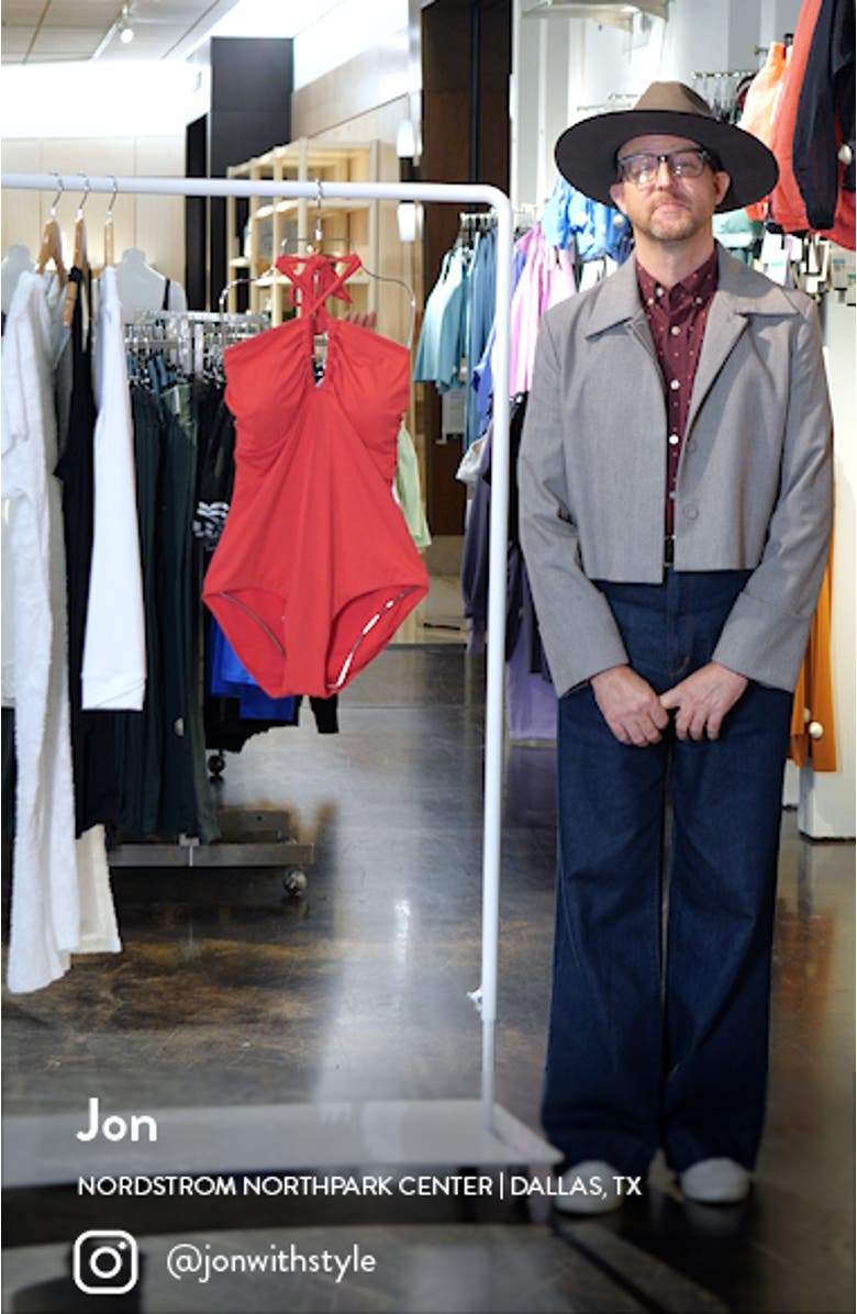 Essentials Halter One-Piece Swimsuit, sales video thumbnail