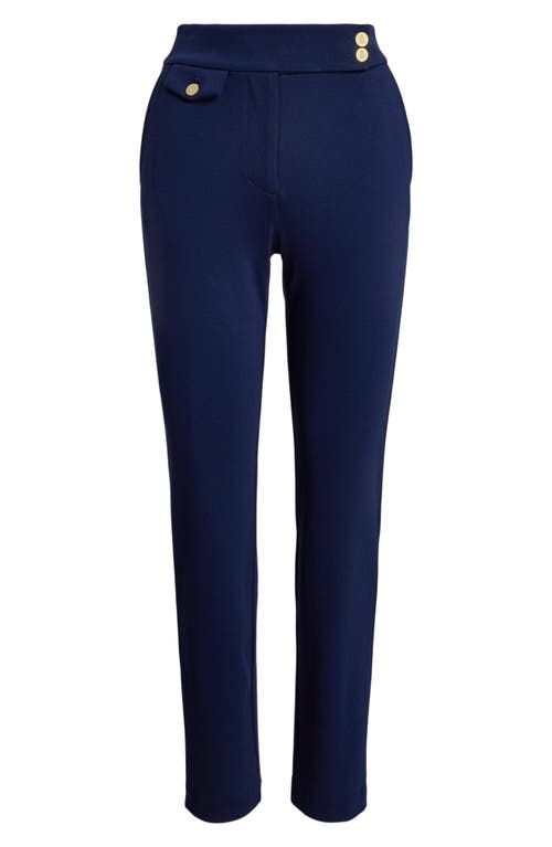 Shop Ralph Lauren Lauren Ponte Ankle Straight Leg Pants In Refined Navy