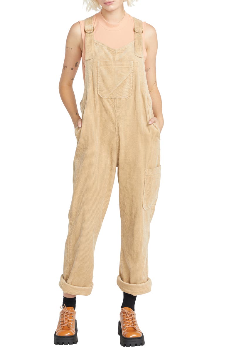 Volcom Stone Street Cotton Corduroy Overalls, Main, color, 